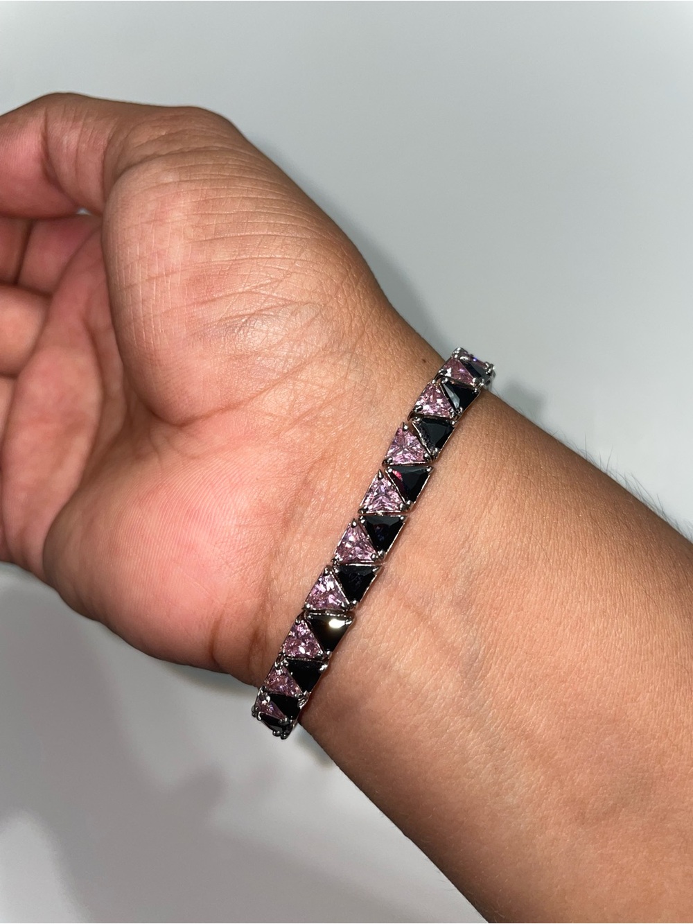 Suzanne Somers Pink Cubic Zirconia Black Onyx 925 Sterling Silver Bracelet